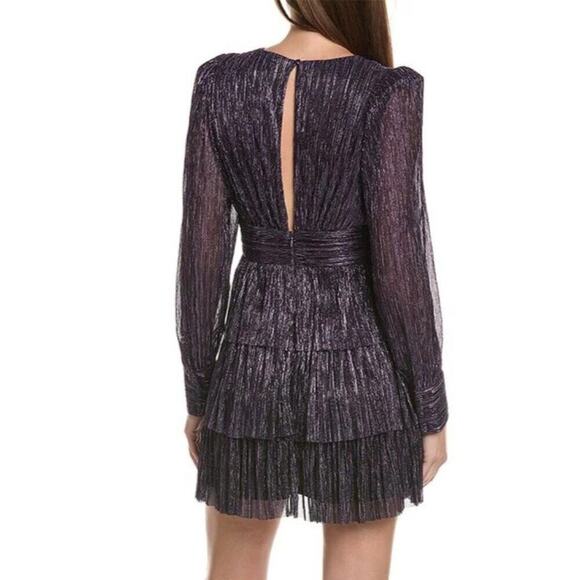 REVOLVE BCBG Tiered Metallic Mini Dress Cordial Blackberry 8 NWT - Picture 4 of 16